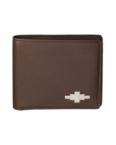 Pampeano 100% Leather Men Moneda Coin Wallet – Brown with Cream Diamond