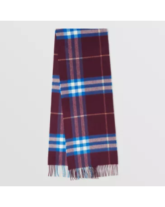 Burberry - Wine/Blue Check Cashmere Scarf