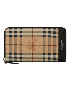 Burberry Haymarket Check Ziparound Wallet in Black