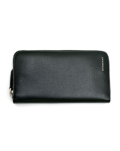 Burberry London Leather Ziparound Wallet in Black
