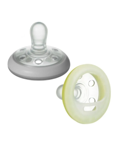 Tommee Tippee - Night Time Soothers 0-6mths Grey/Yellow (2pk) 
