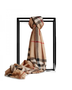 BURBERRY CHECK WOOL SILK SCARF