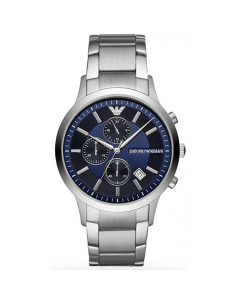 Emporio Armani - Mens Chronograph Watch Silver/Blue