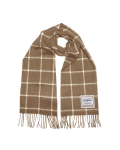 Classic Tan/Grey Box Check Woolen Scarf