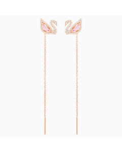 Swarovski Dazzling Swan Pierced Earrings, Multi-Coloured, Rose-Gold Tone Plated