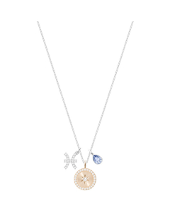 Swarovski Zodiac Pendant, Pisces, Teal, Rhodium Plating