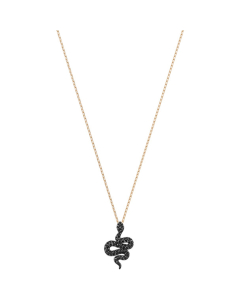 Swarovski Leslie Snake Pendant, Small, Black, Rose Gold Plating