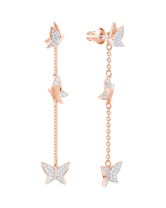 Swarovski Lilia Pierced Earrings, White, Rose Gold Plating