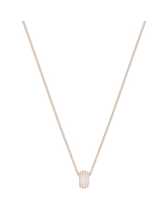 Swarovski Stone Round Pendant, Pink, Rose Gold Plating