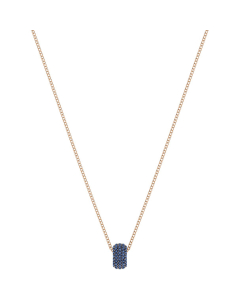 Swarovski Stone Round Pendant, Blue, Rose Gold Plating