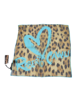 Roberto Cavalli Women 100% Silk Signature Scarf - Blue