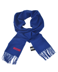 MOSCHINO 100% Wool Long Scarf - Royal Blue