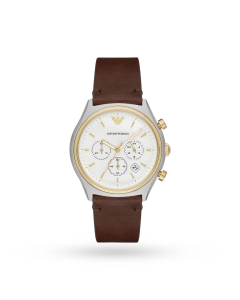 Emporio Armani Mens Dress Brown Leather Strap Watch