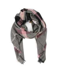 Burberry - Grey and Pink Check Scarf