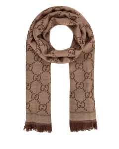 Gucci - GG Jacquard knitted scarf - light brown