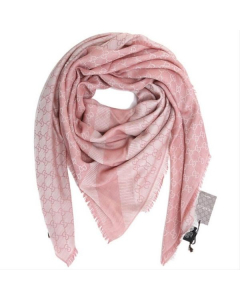 Gucci - Pink GG Monogram Webbing Reversible Wool and Silk Blend Scarf