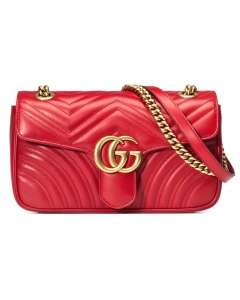 GUCCI GG Marmont Small Shoulder Bag (Stitching Error Damage) - Red