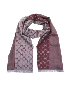 Gucci - Burgundy GG Monogram Half Web Wool Scarf (Packaging is Damaged)