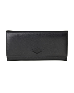 Pampeano 100% Leather Chica Continental Women Purse – Black with Black Diamond