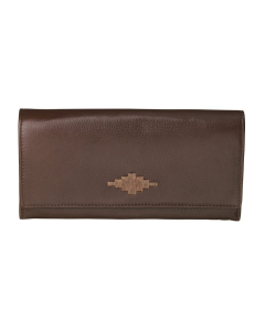 Pampeano 100% Leather Chica Continental Women Purse – Brown with Brown Diamond