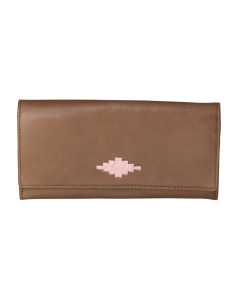Pampeano 100% Leather Chica Continental Women Purse – Tan with Pink Diamond