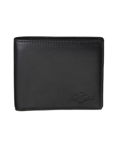 Pampeano 100% Leather Moneda Coin Men's Wallet – Black with Black Diamond