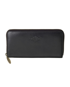 Pampeano 100% Leather Rico Zipped Women Purse – Black with Black Diamond