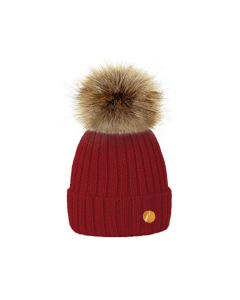 Hortons England Meribel PomPom Hat - Dark Red