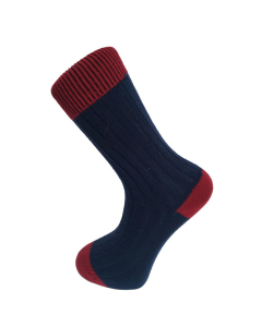 Hortons Men's Fredrick Socks - Navy & Burgundy (One Size)