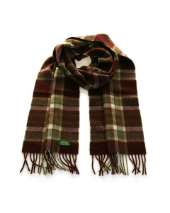 Glencroft 100% Premium Cashmere Scarf - Brown and Green Plaid