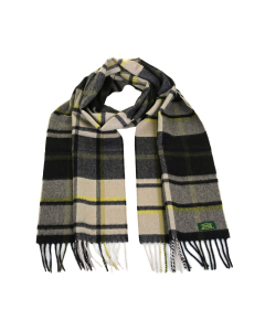 Glencroft 100% Premium Cashmere Scarf - Beige, Yellow and Black Check
