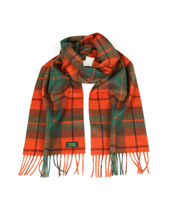Glencroft 100% Cashmere Premium Scarf - Orange and Green Check