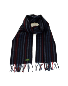 Glencroft 100% Cashmere Premium Scarf - Navy and Red Stripe