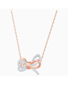 Swarovski Lifelong Bow Pendant, White, Mixed Metal Finish