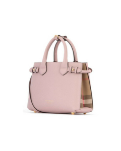 Burberry The Baby Banner in Leather and House Check, Pale Orchid