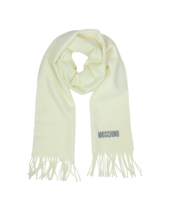 MOSCHINO 100% Wool Long Scarf - Cream