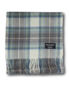 Gretna Green - 100% Lambswool Scarf in Muted Blue Stewart Tartan