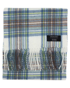 Gretna Green -Cashmere Scarf Muted Blue Stewart Tartan