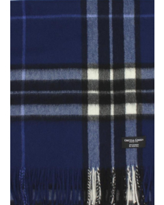Gretna Green Wide Cashmere Scarf in Navy Thomson Tartan