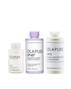 Olaplex - Blonde Toning Shampoo No.4P, Bond Conditioner No.5 & No.3 Hair Perfector Bundle