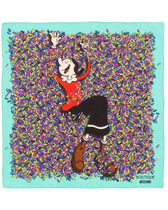 Moschino Boutique Olive Oyl Multi - Colour Scarf with Turquoise Border