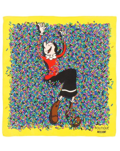 Moschino Boutique Olive Oyl Multi - Colour Scarf with Yellow Border
