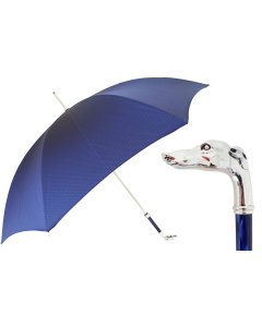Pasotti Royal Blue Luxury Umbrella with Silver Greyhound Handle