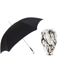 Pasotti Black Luxury Umbrella with Silver Mastiff Handle