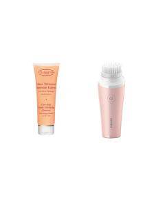 Philips Visapure Mini Facial Cleansing Brush + Clarins One Step Gentle Exfoliating Cleanser Bundle
