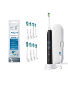 Philips Bundle: Philips Sonicare Protective Clean Toothbrush Black + Philips White Sonicare Replacement Brush Heads (8PK)