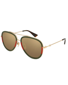 Gucci - Green and Red Aviator Sunglasses for Women