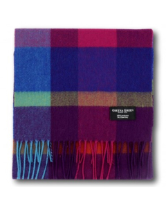 Gretna Green - 100% Lambswool Scarf in Purple Multi Check