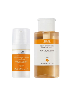 REN - Skincare Ready Steady Glow Daily AHA Tonic (250ml) + Radiance Brightening Dark Circle Eye Cream (15ml)