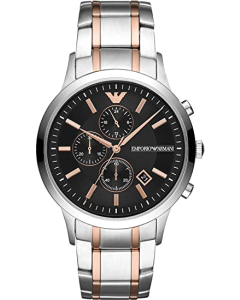 Emporio Armani - Men's Two Tone Chronograph Watch Silver/Rose Gold
